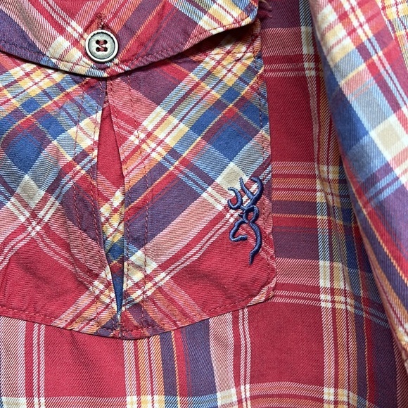Browning‎ Red Plaid Short Sleeve Button Down Shirt Men's Size XL - Picture 2 of 5